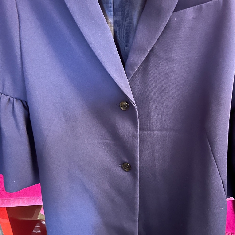 Banana Republic Bell-Sleeve Coat JACKET Size XL blue‎ NWOT - Picture 9 of 10